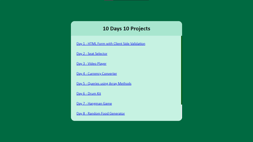 Image of 10 Days 10 Projects